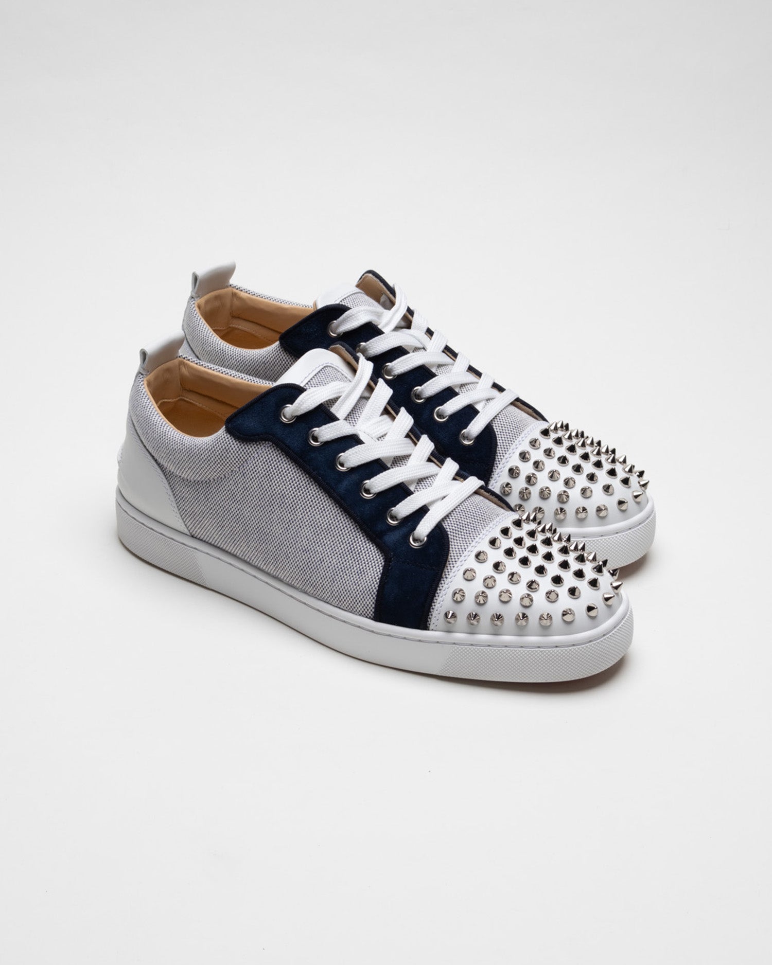 Christian Louboutin Junior Spikes Sneaker Blau und Weiß